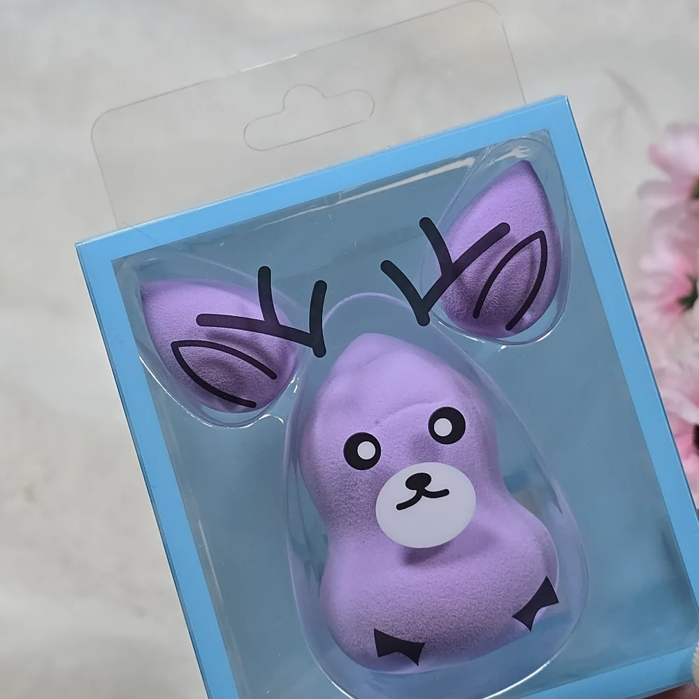 Purple Makeup Beauty Blender Set Cute Reindeer Three Piece Full Size & Mini New